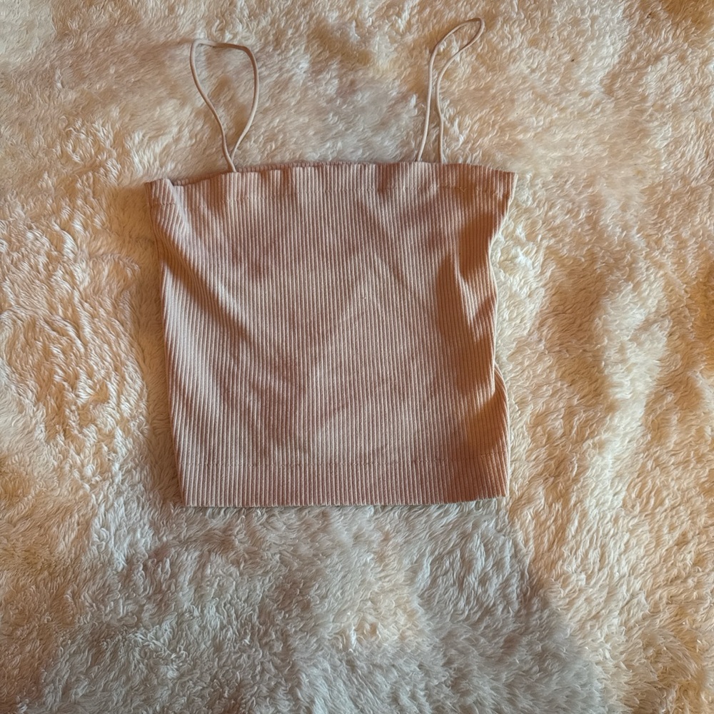 Pink ribbed AE tank top